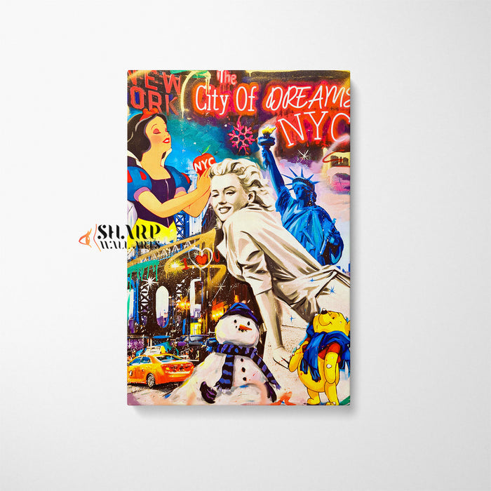 Marilyn Monroe In NY City Of Dreams Canvas Wall Art
