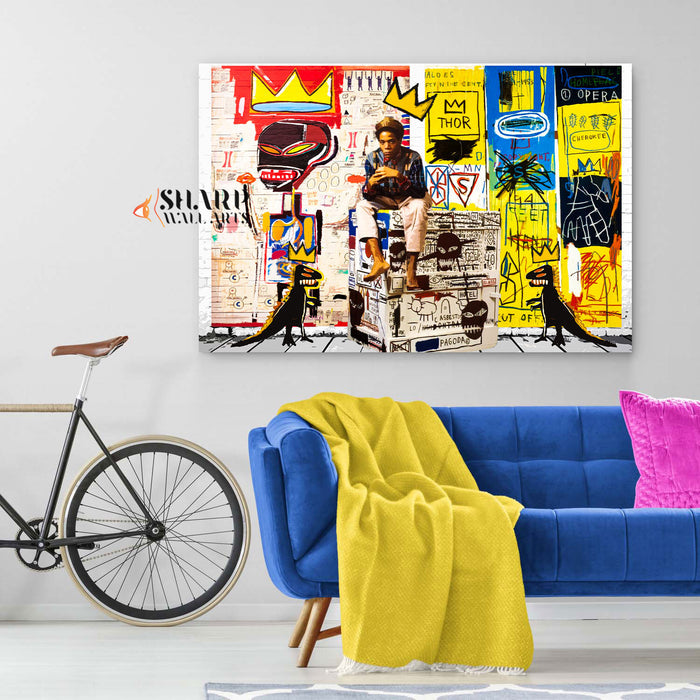 Mean Michel Basquiat Studio Canvas Wall Art