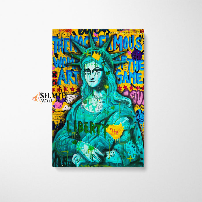 Mona Lisa Liberty Fire Canvas Wall Art