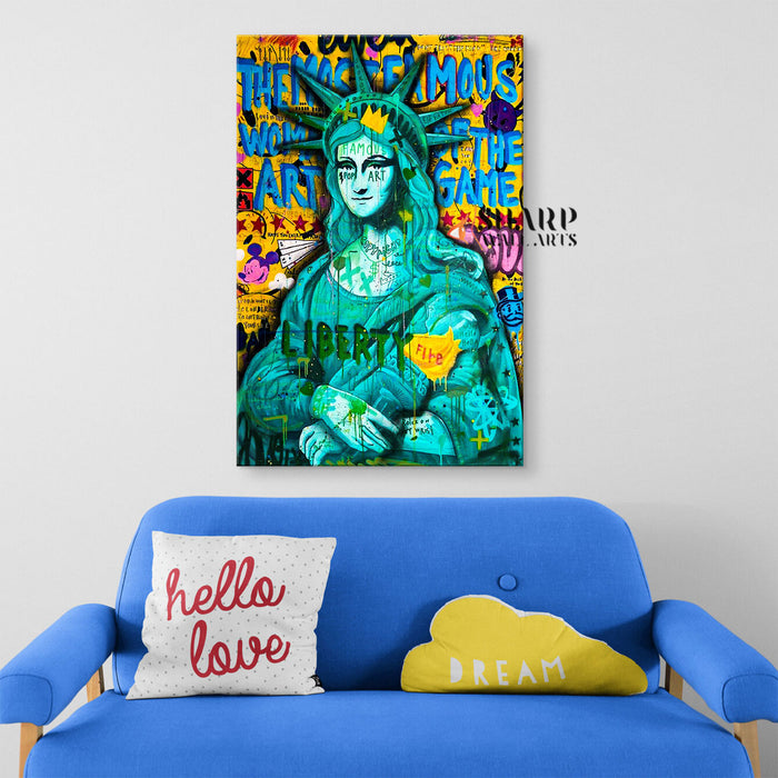 Mona Lisa Liberty Fire Canvas Wall Art