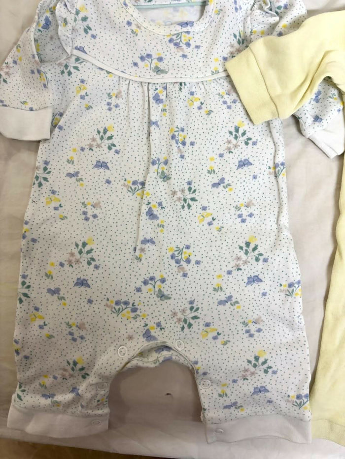 MOTHERCARE baby romper set – 3 pure cotton rompers in assorted prints, 3 months.