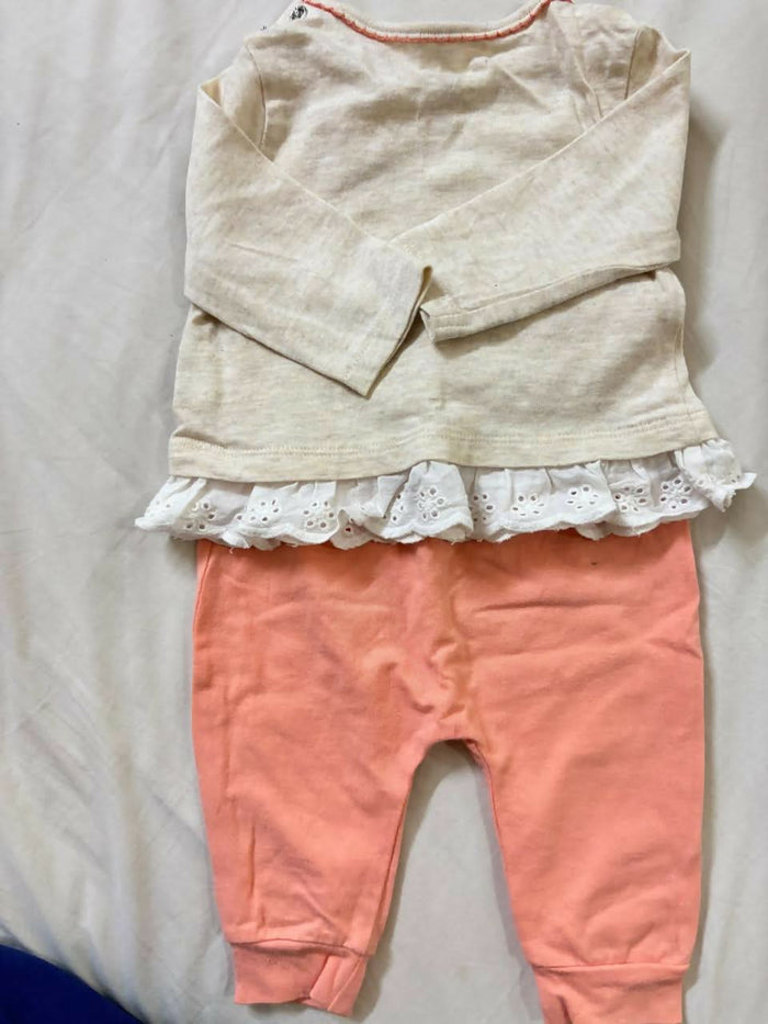 MOTHERCARE cotton top & jogger set – cute bunny patchwork outfit, soft and comfy for infants.