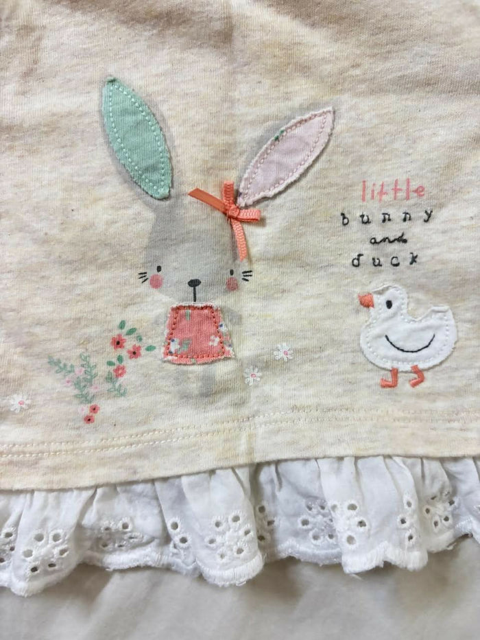 MOTHERCARE cotton top & jogger set – cute bunny patchwork outfit, soft and comfy for infants.