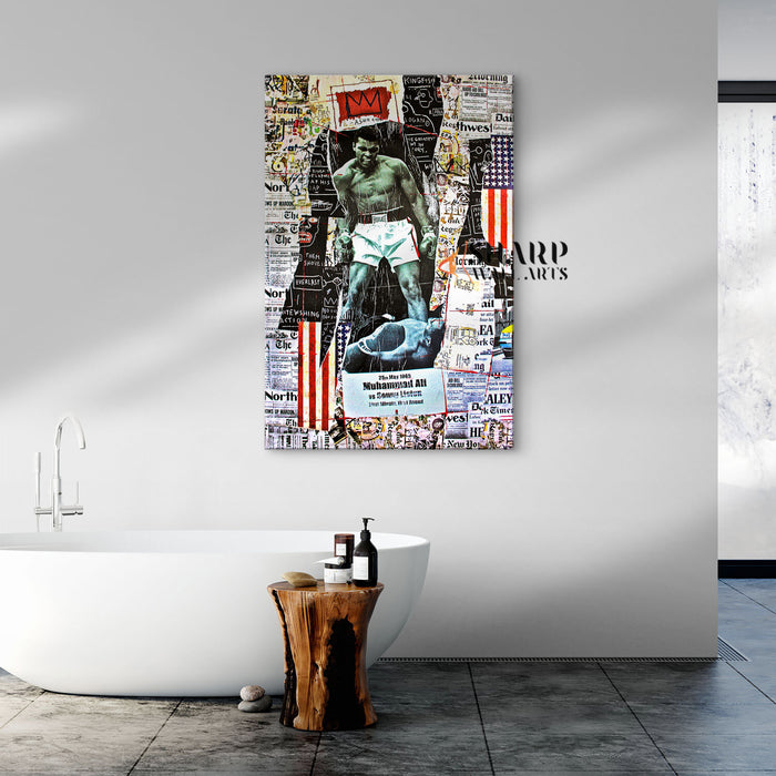 Muhammad Ali vs Sonny Liston Mixed Art Canvas Print
