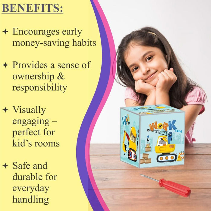My Money Box Personalised - Construction Zone (Piggy Bank)