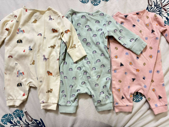 Buy NEXT Baby Sleep Suits – Pack of 3 super soft cotton onesies with 2-way zippers and built-in mitts for all-night comfort.