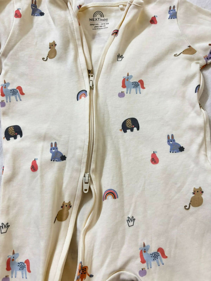 Buy NEXT Baby Sleep Suits – Pack of 3 super soft cotton onesies with 2-way zippers and built-in mitts for all-night comfort.