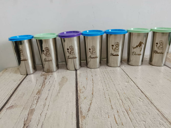 Personalised Stainless Steel Glass with Lid