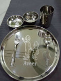 Buy Personalised Stainless Steel Plate, Glass, Bowl, Spoon, and Fork Set – Durable and Customizable Dining Set for Children​