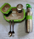 Buy Personalised Stainless Steel Tiffin Box, Bottle, Spoon, Fork Set – Durable, Custom Mealtime Kit for Kids