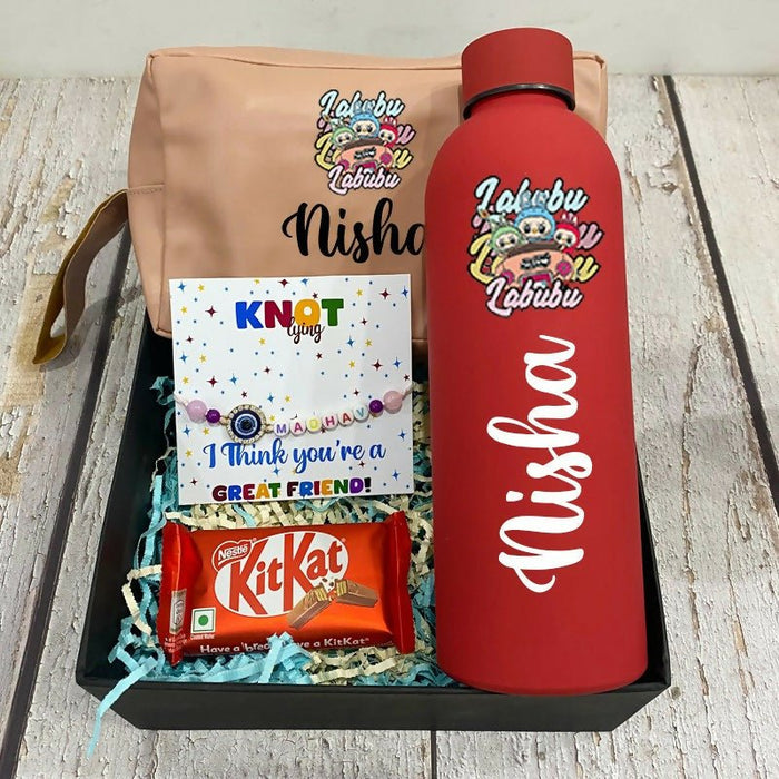 Personalized daily utility hamper gift set featuring customized everyday essentials in a beautifully arranged gift box, perfect for birthdays, baby showers, return gifts, and special occasions.