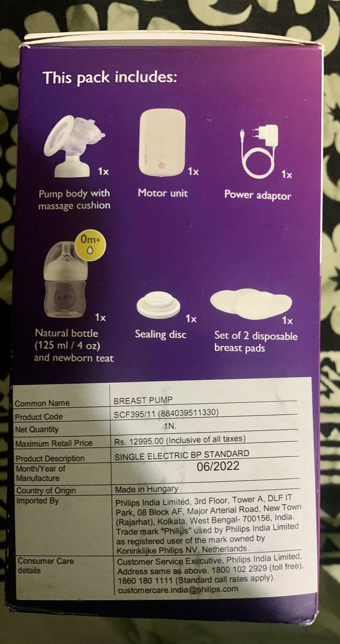 PHILIPS AVENT Electric Single Breast Pump SCF395/11, - PyaraBaby
