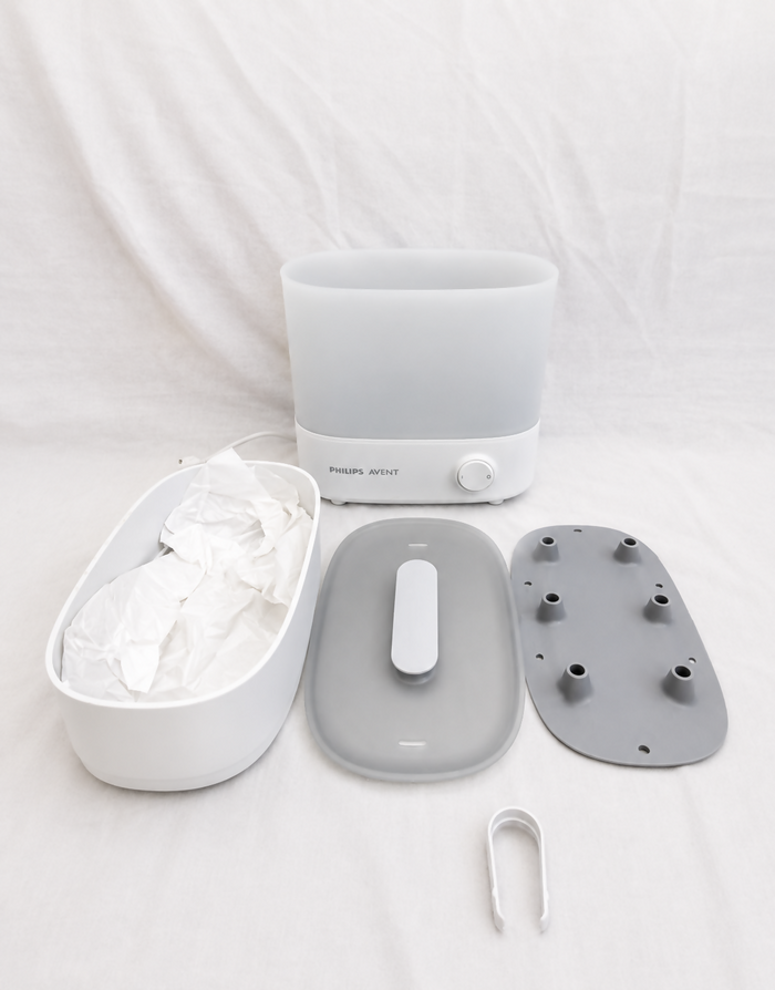 Philips Avent SCF291/00 3-in-1 Electric Steam Bottle Sterilizer B129 in Preloved New condition, available in Chennai, Tamil Nadu, with modular design for sterilizing baby bottles, breast pump parts, and feeding accessories.