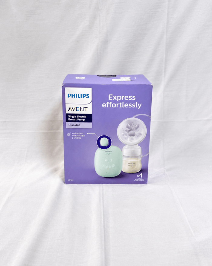 Philips Avent SCF395/11 Single Electric Breast Pump with USB power, BPA-free components, adjustable suction settings, soft silicone cushion, and compact design. Brand new and factory sealed.