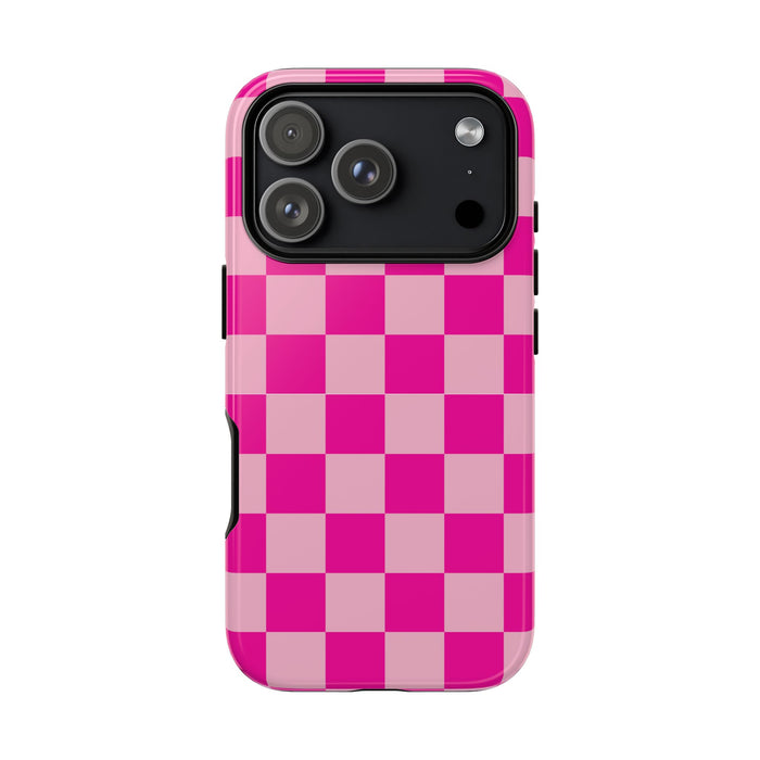 Pink Checkered Cell Phone Case - Various Sizes/Styles
