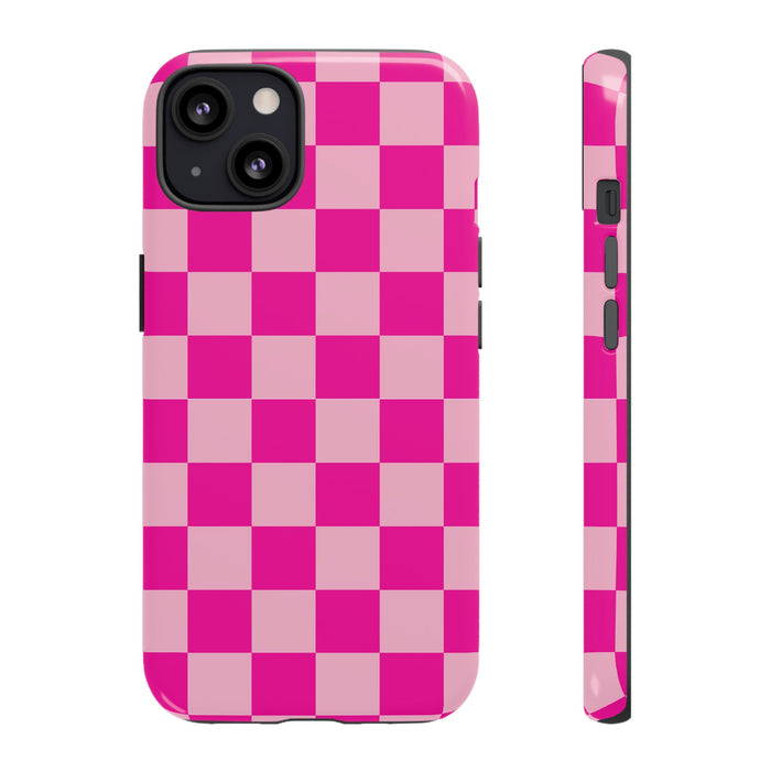 Pink Checkered Cell Phone Case - Various Sizes/Styles