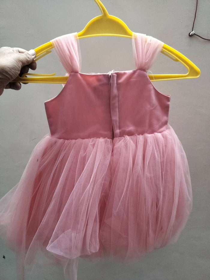 Pink Party Wear Frock For  Baby Girl