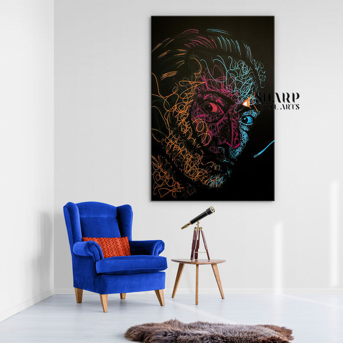Salvador Dali Line Portrait Canvas Wall Art
