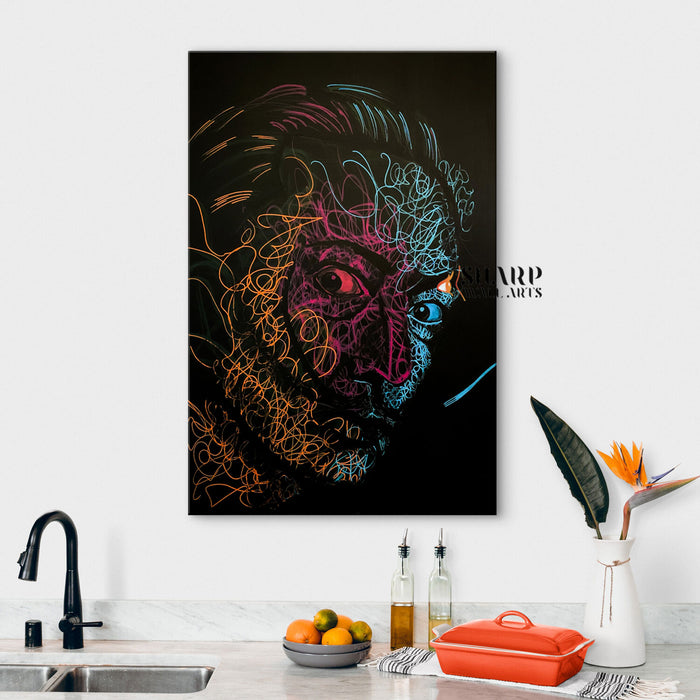 Salvador Dali Line Portrait Canvas Wall Art
