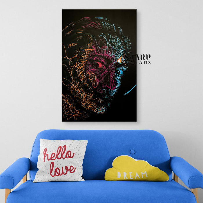 Salvador Dali Line Portrait Canvas Wall Art
