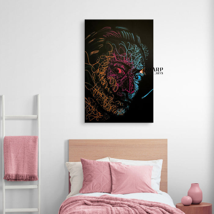 Salvador Dali Line Portrait Canvas Wall Art