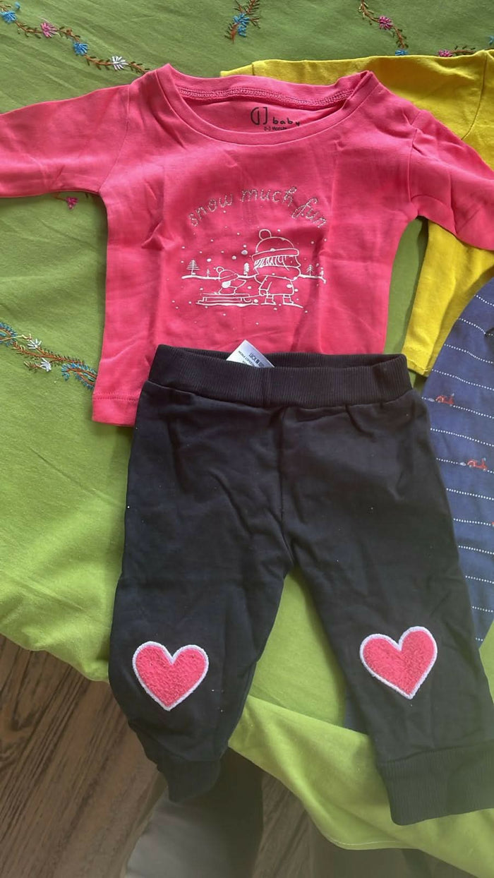 SIMPLY AND  GJ Baby Pyjama And Tshirt (0-3 months) - Set of Two