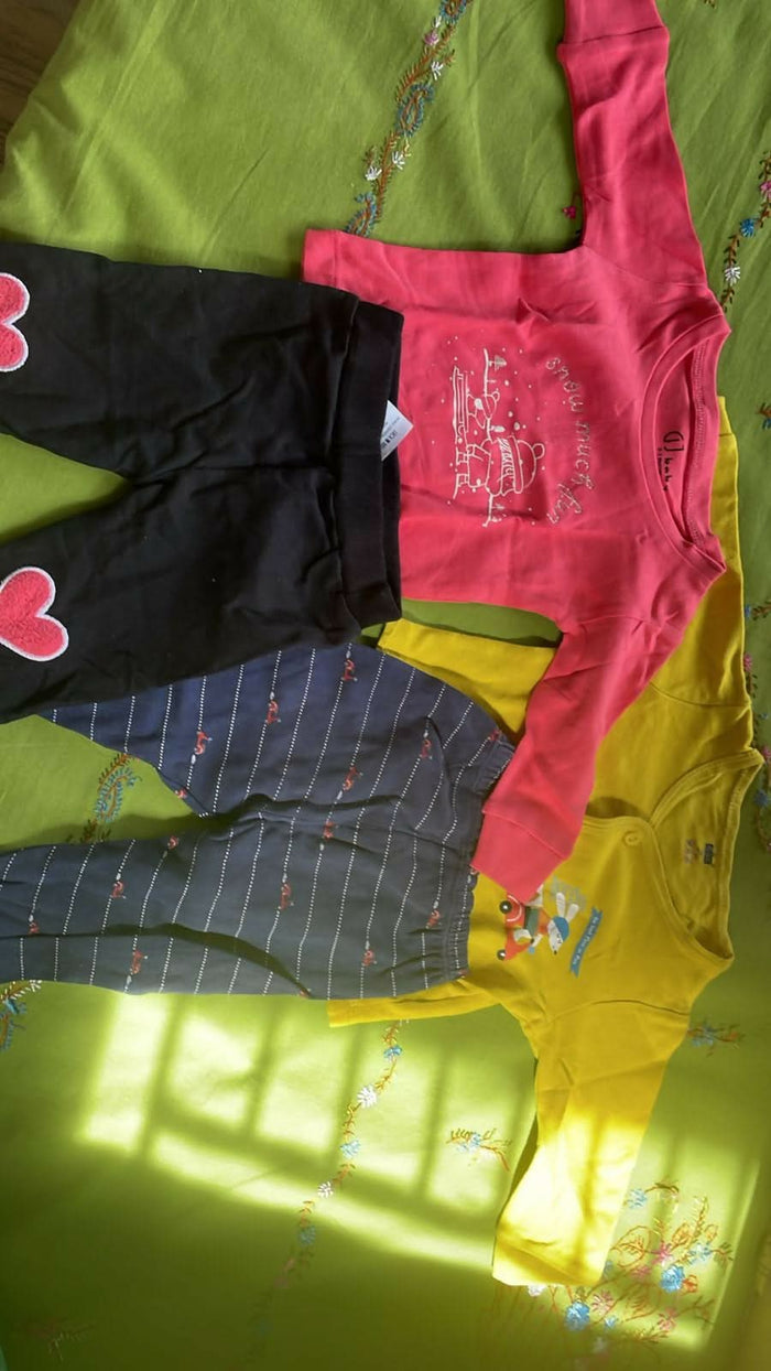 SIMPLY AND  GJ Baby Pyjama And Tshirt (0-3 months) - Set of Two