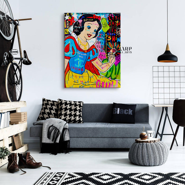 Snow White With Diamond Canvas Wall Art