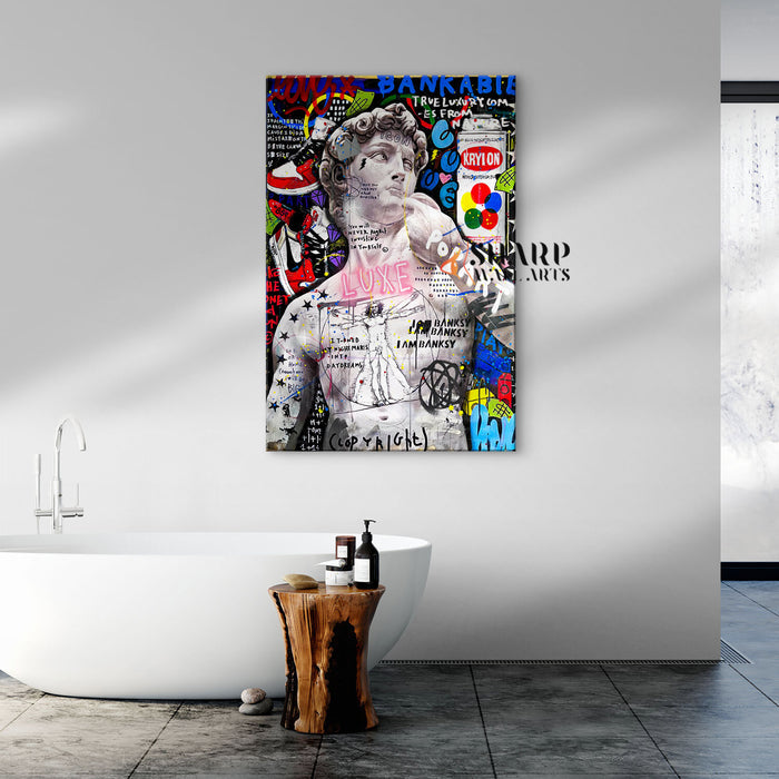Statue Of David Graffiti Canvas Wall Art