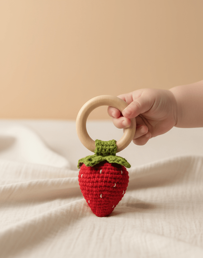 Strawberry rattle for baby