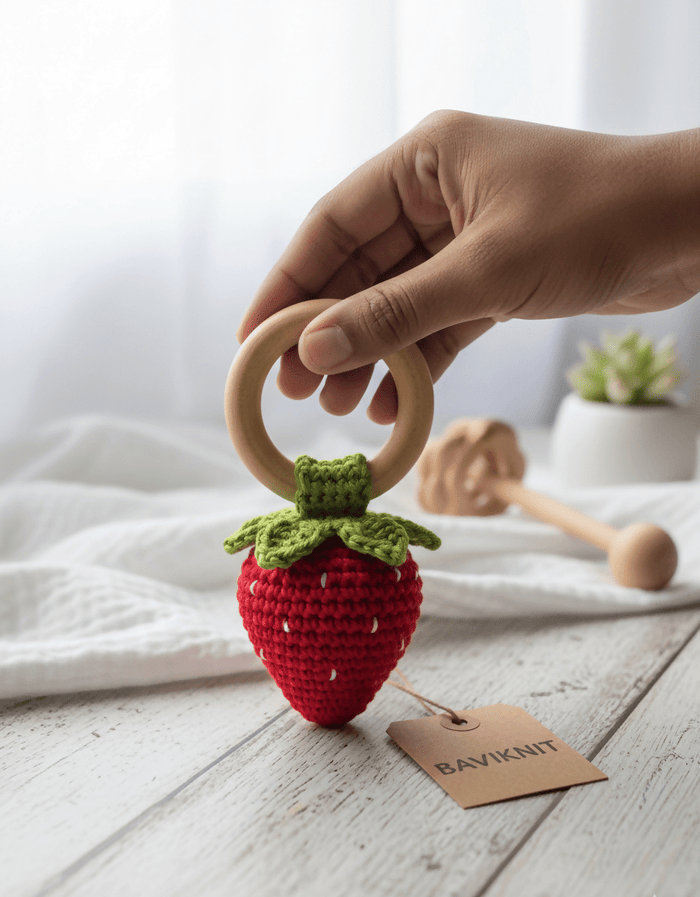 Strawberry rattle for baby