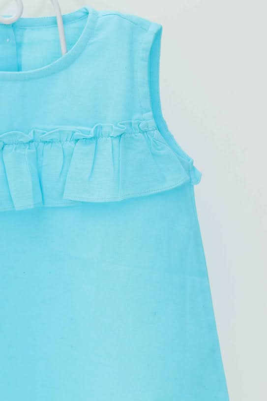Discover the stylish blue umbrella cotton top for girls, featuring 100% soft, breathable cotton and a unique design, perfect for casual outings and special occasions.
