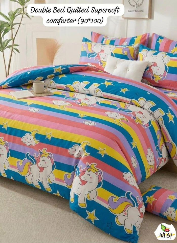 SUMMERBELL double bed quilted comforter made from soft, breathable fabric with plush filling and elegant quilted stitching for cozy warmth and year-round comfort.