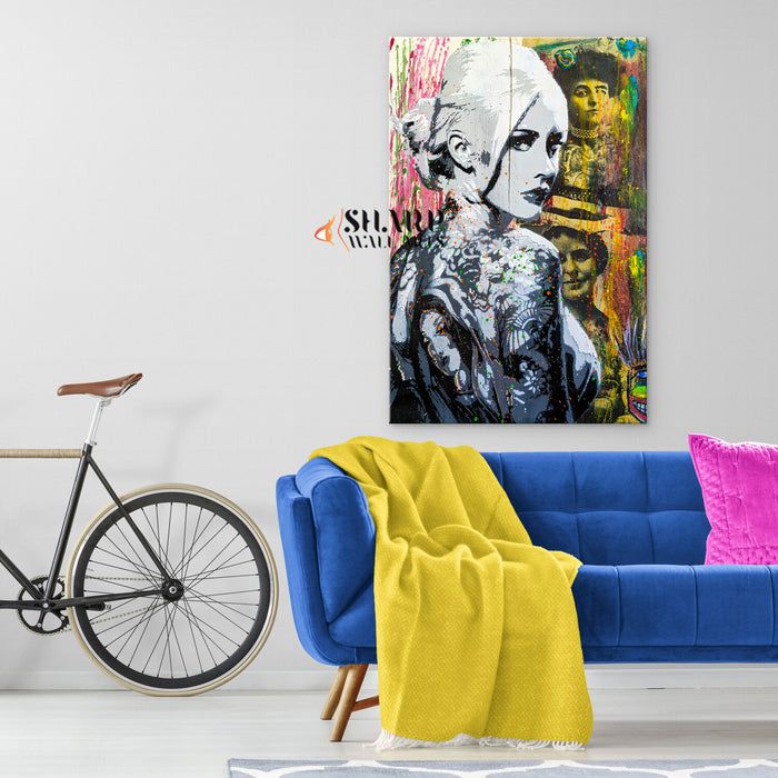 Tattoo Girl Graffiti Canvas Wall Art