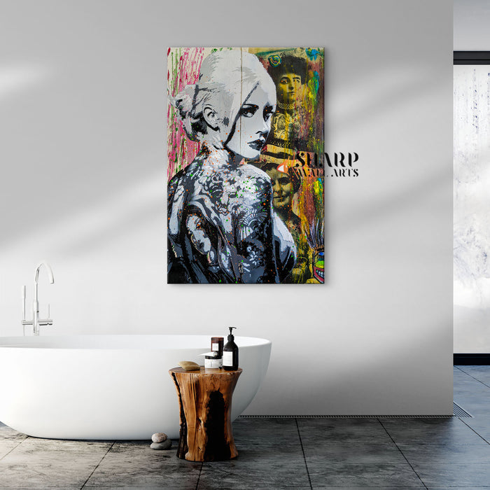 Tattoo Girl Graffiti Canvas Wall Art