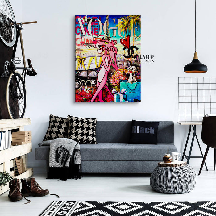 The Panther Loves Vogue Canvas Wall Art