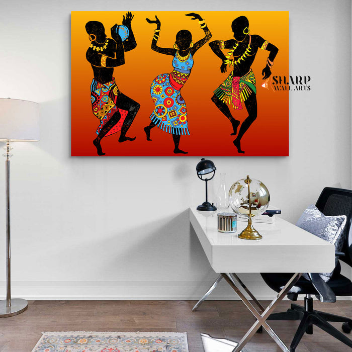 Traditional African Dancers Canvas Wall Art