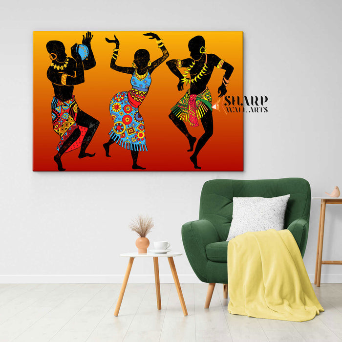 Traditional African Dancers Canvas Wall Art