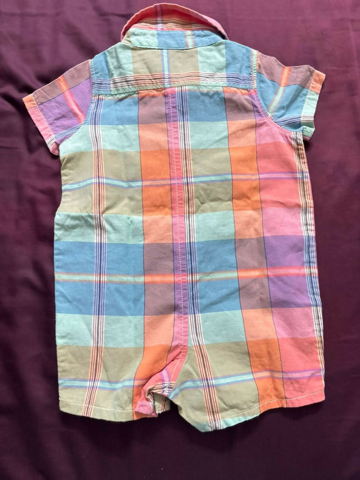 Adorable unisex Baby Gap cotton romper with cute plaid print – perfect for stylish, comfy everyday wear.