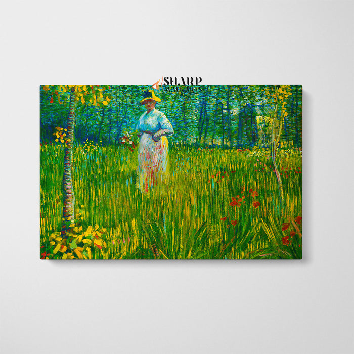 Vincent van Gogh A Woman Walking in a Garden Canvas Wall Art