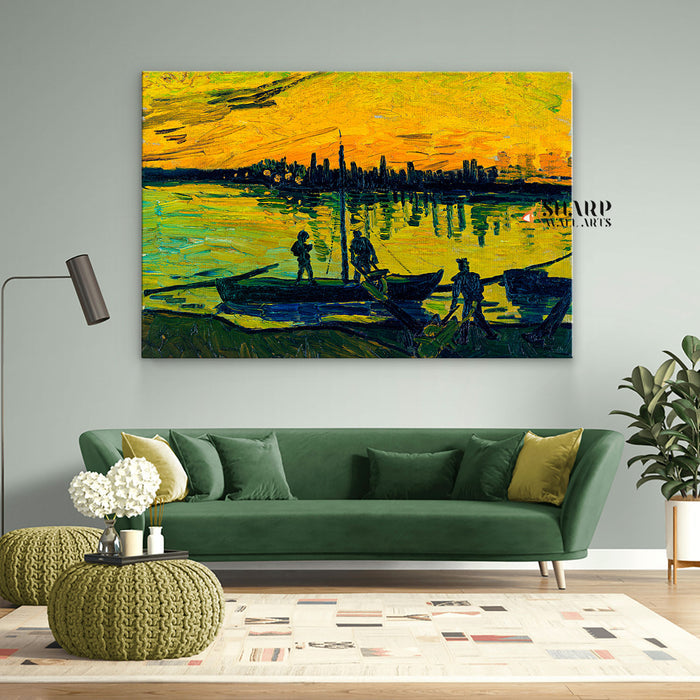 Vincent Van Gogh Coal Barges Canvas Wall Art