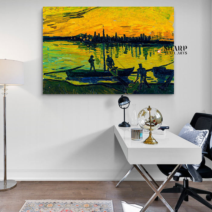 Vincent Van Gogh Coal Barges Canvas Wall Art