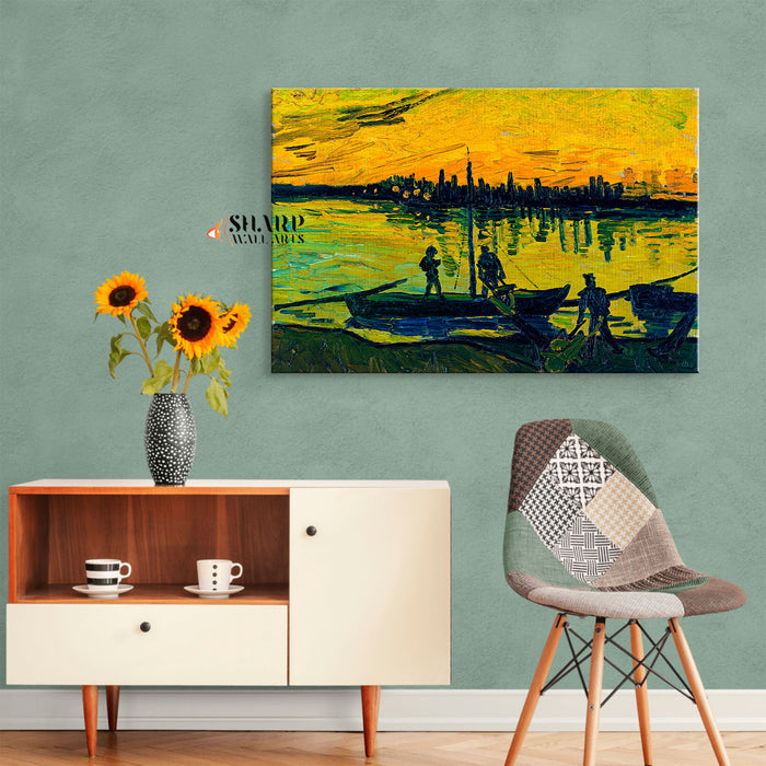 Vincent Van Gogh Coal Barges Canvas Wall Art