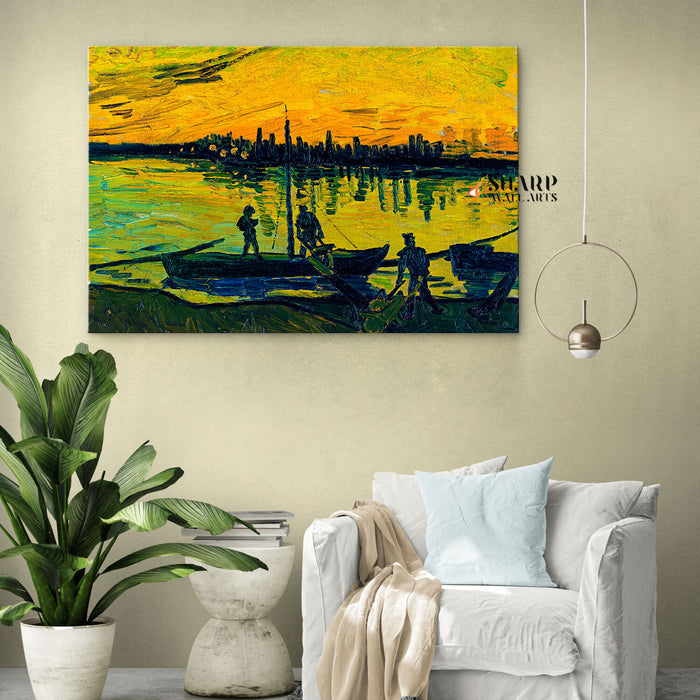 Vincent Van Gogh Coal Barges Canvas Wall Art