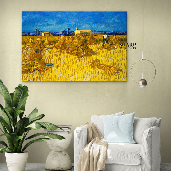 Vincent Van Gogh Corn Harvest In Provence Canvas Wall Art