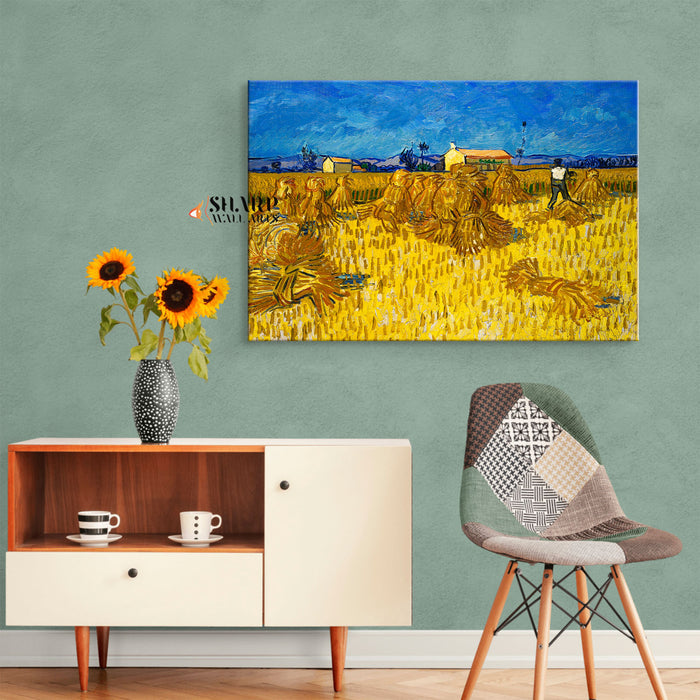 Vincent Van Gogh Corn Harvest In Provence Canvas Wall Art
