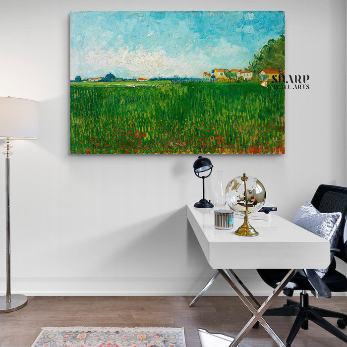 Vincent van Gogh Farmhouses In A Wheat Field Canvas Wall Art