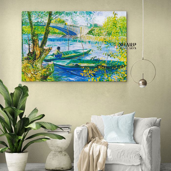 Vincent van Gogh Fishing In Spring Canvas Wall Art
