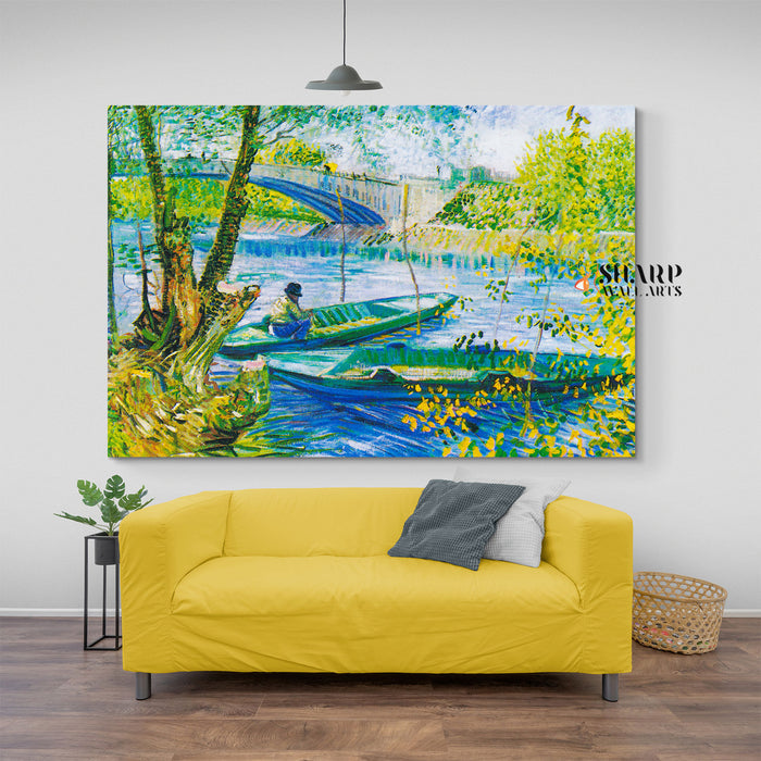 Vincent van Gogh Fishing In Spring Canvas Wall Art