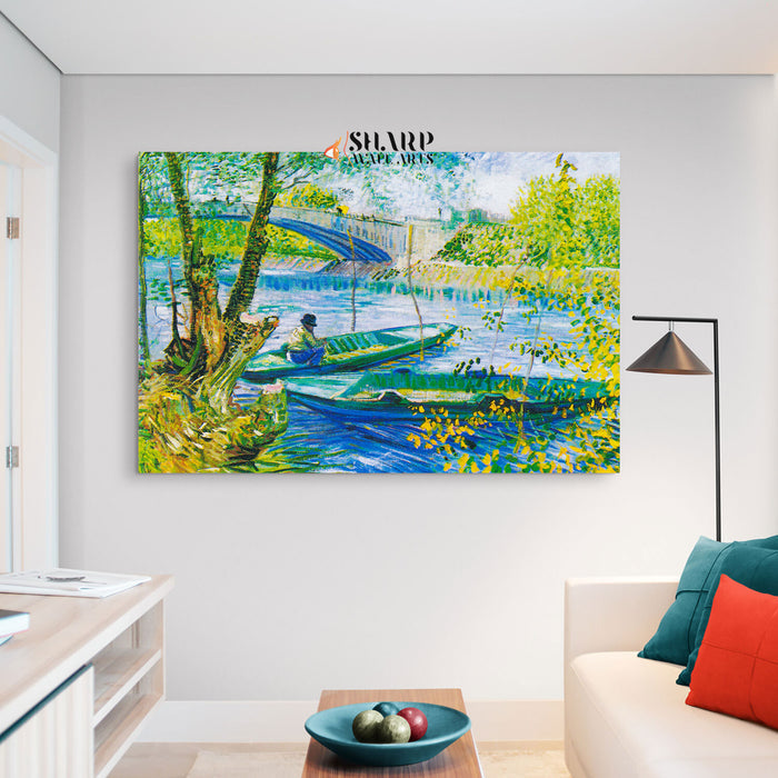 Vincent van Gogh Fishing In Spring Canvas Wall Art